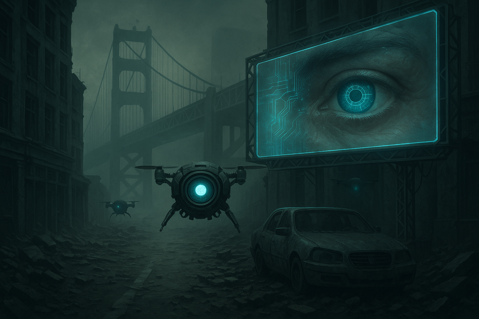 Surveillance drones patrol New Calimerica